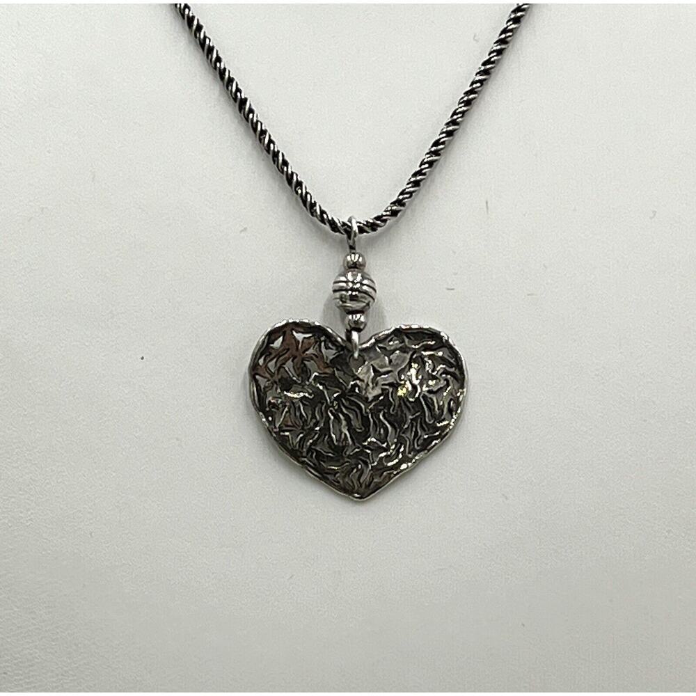 Silpada N1585 Sterling‎ Silver 925 Filigree Heart Pendant Rope Chain Necklace